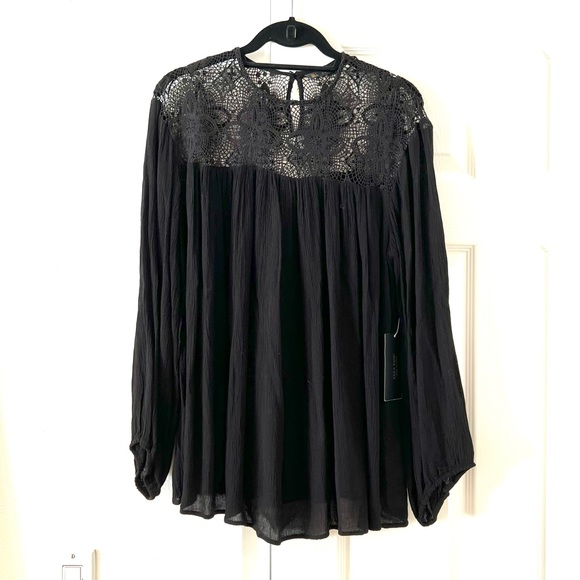 Zara Tops Nwt Zara Gauze Lace Top Poshmark